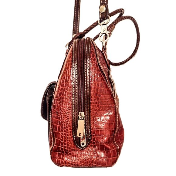 MC Marc Chantal Croc Embossed Western-Inspired Satchel ~ Shoulder Bag w/Key Tab! - Picture 4 of 16